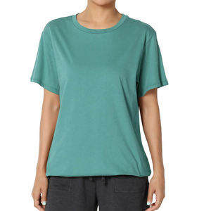 Camiseta de manga corta informal de corte extragrande para mujer, 65% de algodón, 35% de poliéster, logotipo personalizado, transpirable, ecológico, Plus - Product Image 1