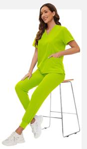 Conjunto de exfoliante médico de verano de último diseño para mujer, transpirable, 100% de algodón, elástico, multifuncional, con bolsillo, pantalón alto - Product Image 5