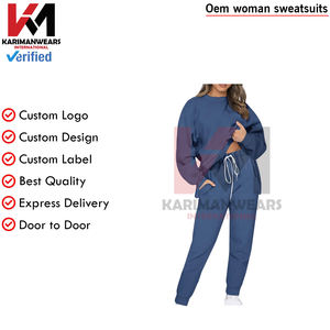 เสื้อสเวตเตอร์สีทึบของผู้หญิงเซ็ต2ชิ้นเสื้อสเวตเตอร์คอกลมเสื้อวอร์มเสื้อวอร์มเสื้อสวมหัวมีชายเสื้อแบบไม่สม่ำเสมอฤดูใบไม้ร่วง - Product Image 2