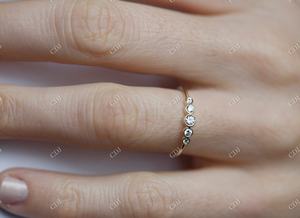 Anillo de compromiso con ajuste de bisel de cinco piedras, anillo de compromiso de diamante redondo Natural certificado, oro amarillo sólido de 10K, al por mayor - Product Image 6