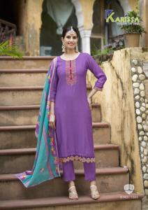 Nouveau pantalon Kurti pour femmes en tissu de soie viscose avec impression numérique en soie Dupatta en fil et travail à la main par exportation - Product Image 5