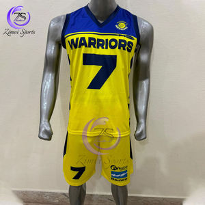 <b>Yellow</b> Blue Color Sleeveless Sleeve Highest Quality Make Your Own New Arrival Customized Made Sport Wear Basketball Uniform - Product Image 1