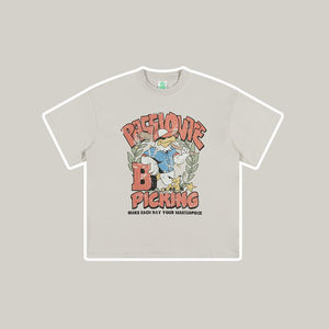 เสื้อยืดโออีเอ็มคุณภาพสูง ผ้าฝ้ายฟอกสี เอฟเฟกต์ย้อมสีแบบวินเทจ ทรงโอเวอร์ไซส์ พิมพ์ลายการ์ตูนอนิเมะ สไตล์เรโทร ทรงหลวม ผ้าหนา สบายๆ แบบวินเทจ - Product Image 3