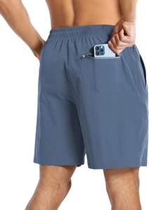 Pantalones cortos de gimnasio de secado rápido para hombre con bolsillo con cremallera y tela de malla transpirable Pantalones cortos atléticos para hombre al por mayor para gimnasio - Product Image 2