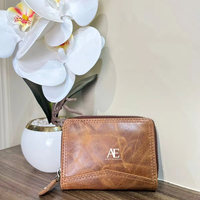 Cuir véritable Hommes Portefeuilles Femmes Mini Double Couche Porte-cartes d'identité Porte-monnaie Pochette de rangement Sac d'affaires court