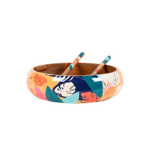 Bols à salade avec cuillère et fourchette en bois et Meena Work Bol à nourriture rond de qualité exclusive - Product Image 6