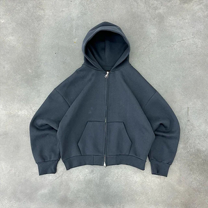 Sweats à capuche personnalisés pour hommes, poids lourd, 500 GSM, coton mélangé, respirant, de haute qualité, sweats à capuche vierges à fermeture éclair pour hommes - Product Image 6