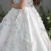 Robe de Soirée sans Manches Type Robe de Bal, Ornée de Perles à la Main et de Fleurs 3D, pour Demoiselle d'Honneur ou Fillette de Mariage – Modèle Rosa
