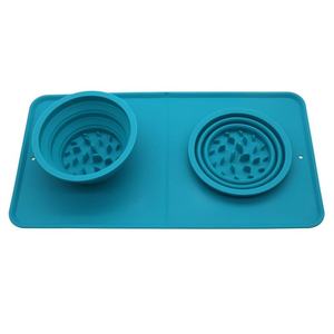 Juego de Tazones Portátiles Plegables de Silicona para Perros y Gatos, Antiderrames, de Doble Uso, para Exteriores - Product Image 1