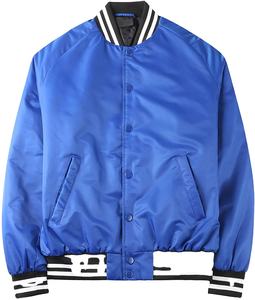 Vestes universitaires en satin fin personnalisées pour hommes et femmes, accessoire de saison hivernale avec boutons recouverts, design de veste de type letterman pour hommes - Product Image 1