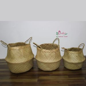 Natural Water Hyacinth Storage <b>Baskets</b> for Home Organization and Environmentally Conscious Living Spaces - Product Image 5