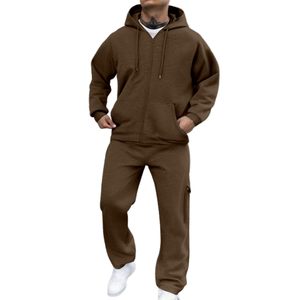 Conjunto de chándal de 2 piezas con cremallera completa para hombre al por mayor | Sudadera con capucha en contraste y pantalones para correr | Gimnasio atlético y chándal deportivo - Product Image 1