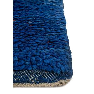Alfombra de Lana Anudada a Mano Zuri Blue Paem-1092, Rectangular Trenzada Versátil para Sala de Estar, Pasillo, Dormitorio, Color Sólido, Diseño de Diamantes - Product Image 4
