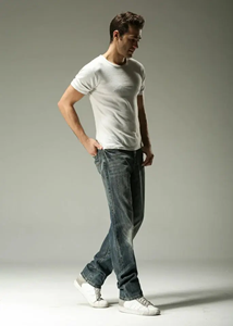 Jeans en denim coupe droite pour homme, coupe régulière, pantalon en denim, vêtements décontractés, vente chaude, haute qualité, léger - Product Image 3