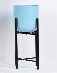 Jardinières tendance en finition bleu cyan, support en fer avec revêtement en poudre, écologiques, pour usage intérieur, sur pied, qualité supérieure, pour la maison et le jardin - Product Image 1