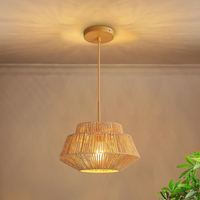 Lustre suspendu au plafond de qualité supérieure en aluminium et rotin, design moderne, hauteur réglable, décoratif pour