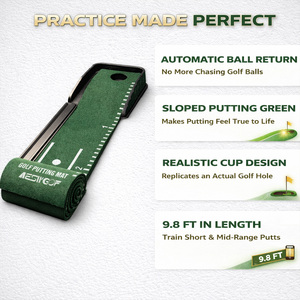 Tappetino da <span class=keywords><strong>Golf</strong></span> per Putting con Spedizione Gratuita dagli USA, Set con Green da Putting, <span class=keywords><strong>4</strong></span> Palline da <span class=keywords><strong>Golf</strong></span>, Tappetino da Allenamento da 3 Metri con Ritorno Palla per Interni - Product Image 2