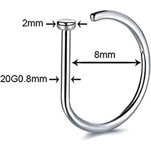 2 pezzi 20G anelli naso a forma di D in oro singolo Piercing in acciaio inox e titanio con diamante 6mm di lunghezza per gli uomini e le donne - Product Image 5