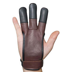 Good Quality Customized Archery Sports Gloves Lightweight Nylon Mesh with Leather Reinforced Fingertips for Target Practice - Product Image 1