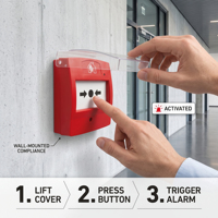 Station de déverrouillage d'urgence pour porte avec couvercle transparent pour systèmes d'alarme incendie
