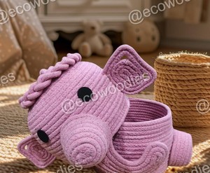 Eco-Friendly Woven Baby Storage <b>Basket</b> Cute Bear Nursery Organizer for Toys, <b>Laundry</b> & Essentials - Product Image 1