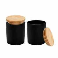 2023 gros noir mat vide bougeoirs en verre pot avec couvercle pour faire des bougies