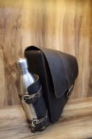 Tas Swingarm sepeda motor, kantung peralatan bagasi pit motor kulit asli tahan air dengan pegangan botol