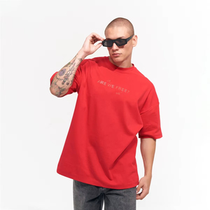 เสื้อยืดคอกลมสำหรับผู้ชายทรงโอเวอร์ไซส์ทำจากผ้าฝ้าย100% น้ำหนักเบาระบายอากาศได้ดีแห้งเร็ว - Product Image 2