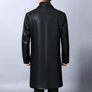 Abrigo Largo de Cuero de Oveja Genuino para Hombre, con Tela de Lona Impermeable para Comodidad Durante Todo el Año - Product Image 2