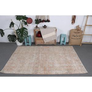 Turkish Vintage Area Rug 4.3x6.6 ft, <b>Brown</b> Gray Camouflage <b>Wool</b> Rug - Product Image 3
