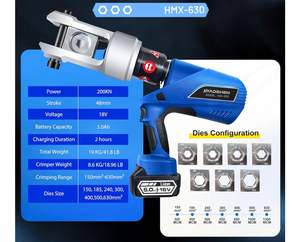 คีมย้ำสายไฟฟ้าไฮดรอลิกแบบชาร์จไฟได้ รุ่น HMX-630 แรงกด 20 ตัน พร้อมหัวย้ำ 7 แบบ - Product Image 4