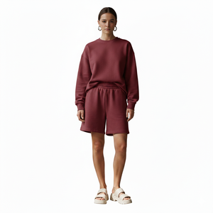 Ensemble sweat-shirt et short pour homme, tenue décontractée en deux pièces, en molleton de coton, vêtements de sport d'été, logo personnalisé OEM - Product Image 2