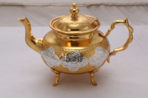 Venta caliente de lujo de latón macizo de alta calidad 2 tonos acabado tetera con perilla y mango elegante a precios al por mayor - Product Image 6