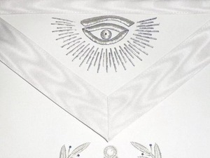 Tablier de maître maçon bleu Lodge ruban de cuir blanc brodé à la main franc-maçon couture couture broderie artisanat - Product Image 2