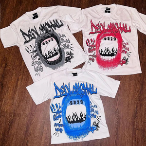 Vintage Graphic <b>Flame</b> Print Breathable 100% Cotton T-<b>Shirt</b> Pants Set Streetwear Urban Casual Matching Outfit Lightweight - Product Image 2