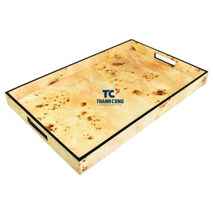 Bandejas de servicio de laca MDF de color blanco Bandejas de laca MDF Bandeja decorativa de madera para decoración del hogar Hecho en Vietnam - Product Image 4