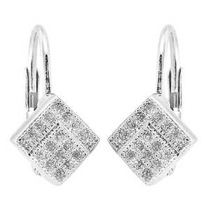 Boucles d'oreilles carrées en argent 925 avec diamants pour femmes, bijoux élégants, idée cadeau - Product Image 2