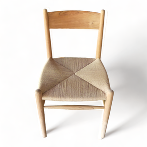 Élégante chaise de salle à manger en bois de teck massif avec assise en papier de rotin tissé Style nordique moderne pour maisons de luxe Cuisine Intérieur Restaurant - Product Image 5