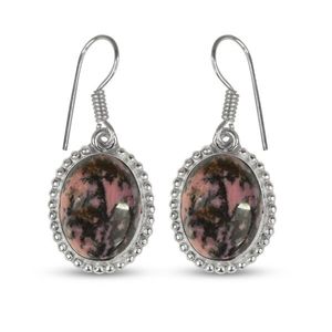 Boucles d'oreilles ovales en cristal de rhodonite - Product Image 3
