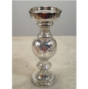 <b>Silver</b> Mercury Glass Pillar <b>Candle</b> <b>Holder</b> For Home Table Top Decorative - Product Image 1