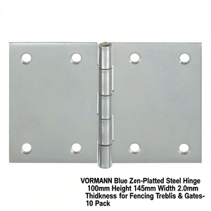 Bisagras de Acero Galvanizado en Azul VORMANN, 100 mm de Altura, 145 mm de Ancho, 2.0 mm de Grosor, para Cercas, Enrejados y Puertas - Paquete de 10 - Product Image 3