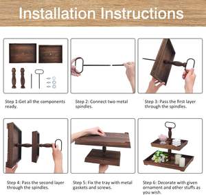 Plateau à plusieurs niveaux support décor de ferme deux plateaux plateau décoratif en bois pour la maison cuisine gâteaux Dessert - Product Image 6