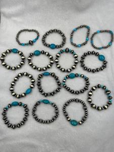 Pulsera estirable de plata de ley Navajo turquesa azul Natural para mujer, regalo de joyería de plata de ley 925 Natural Navajo - Product Image 2