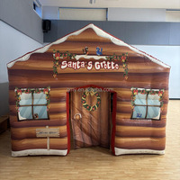Maison de grotte gonflable personnalisée du Père Noël pour la location commerciale, tente de fête de Noël pour enfants