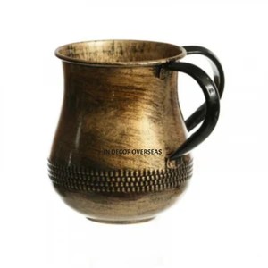Excellent Quality Metal Gold Plated Unique Fancy Texture Drinkware <b>Mug</b> With <b>Black</b> Color Powder Coated Handle In Lowest Price - Product Image 1