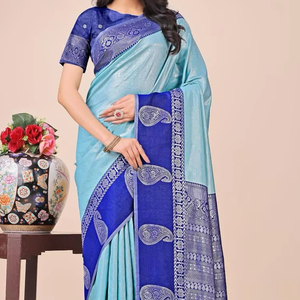 Dhwaja Export Lichi Silk Sarees Patrón floral de estilo étnico Colección recién lanzada Adultos Bandanas étnicas con estilo - Product Image 1