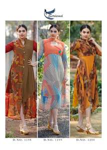 New Elegance Dressing Trend Modern Style Heavy Printed Georgette Kurti Indian Exportateur et Fournisseur - Product Image 3