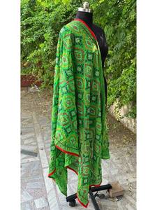Hecho a mano Phulkari algodón Dupatta Floral bordado boda Dupatta - Product Image 6