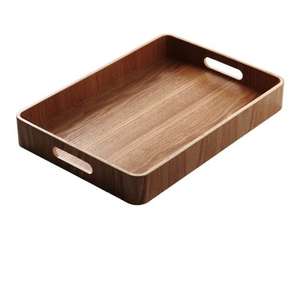 Bandeja redonda de madera de acacia para la cena, juego ligero de platos para aperitivos y postres para bodas y fiestas, platos de fácil limpieza - Product Image 3