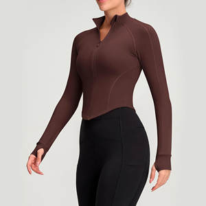 เสื้อแจ็คเก็ตโยคะแขนยาวสำหรับผู้หญิง คุณภาพสูง มีซิป ระบายอากาศได้ดี เหมาะสำหรับวิ่งกลางแจ้ง ทรงเข้ารูป - Product Image 1